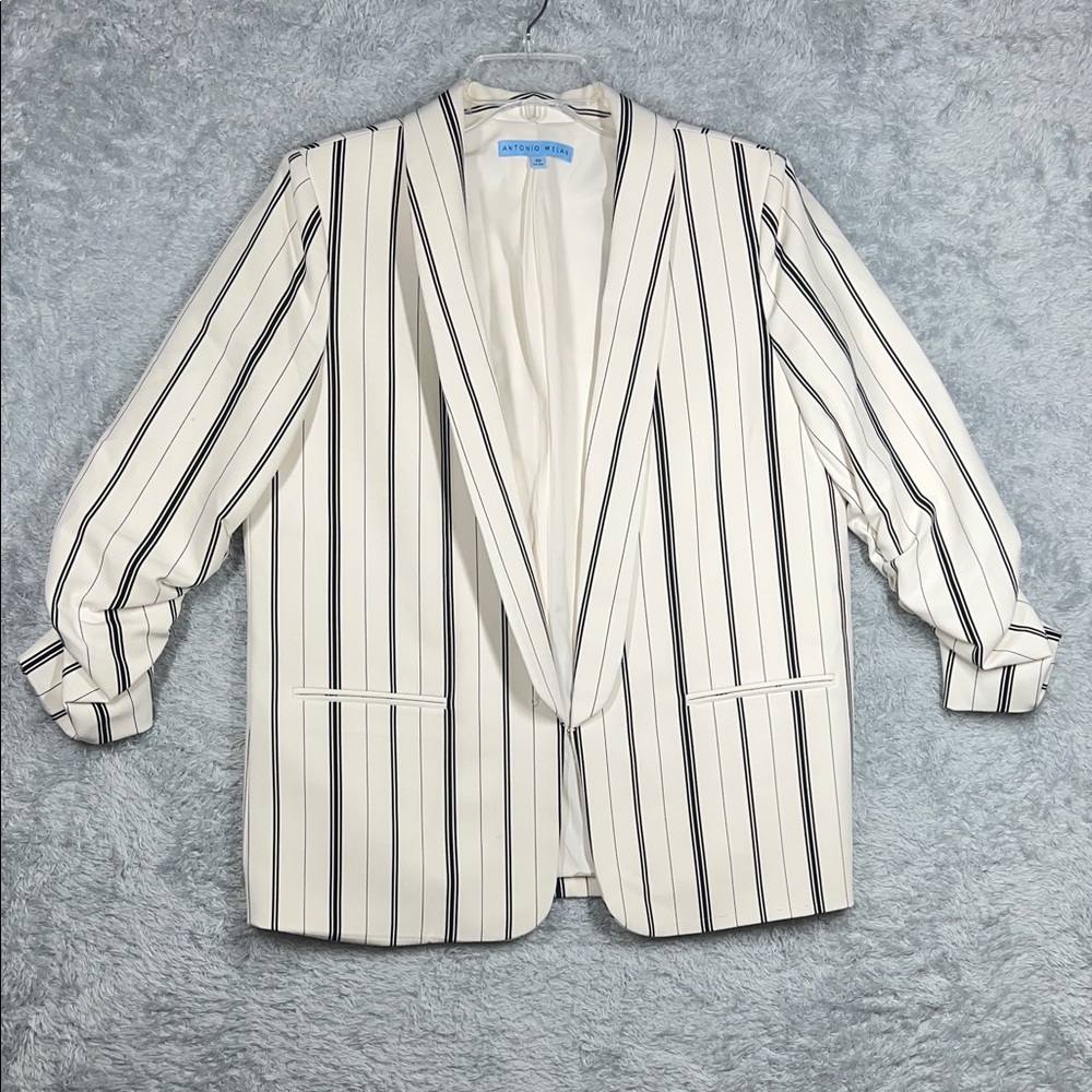 ANTONIO MELANI White and Black Striped Blazer